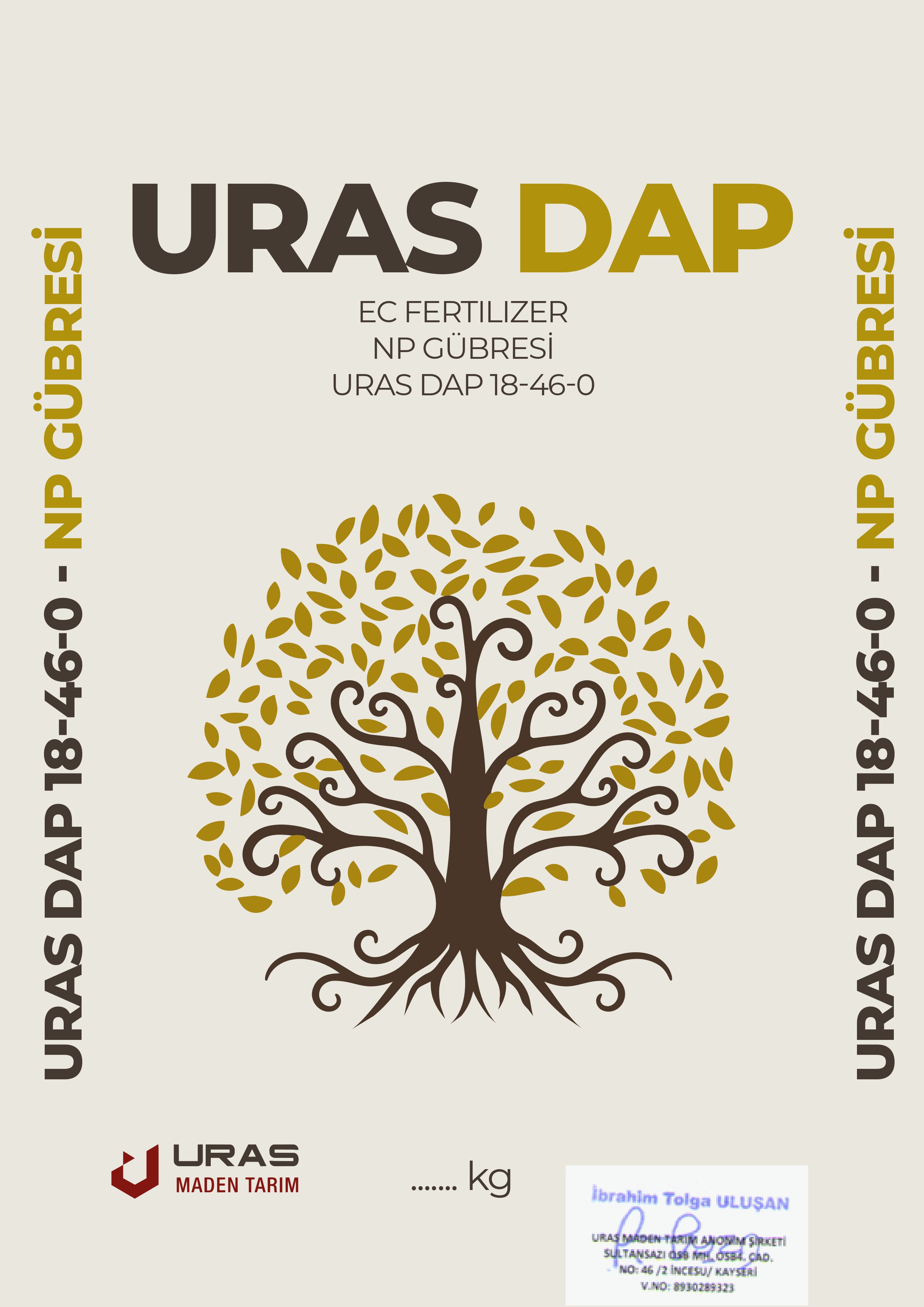 Uras DAP Ürün Etiketi Ön Yüz